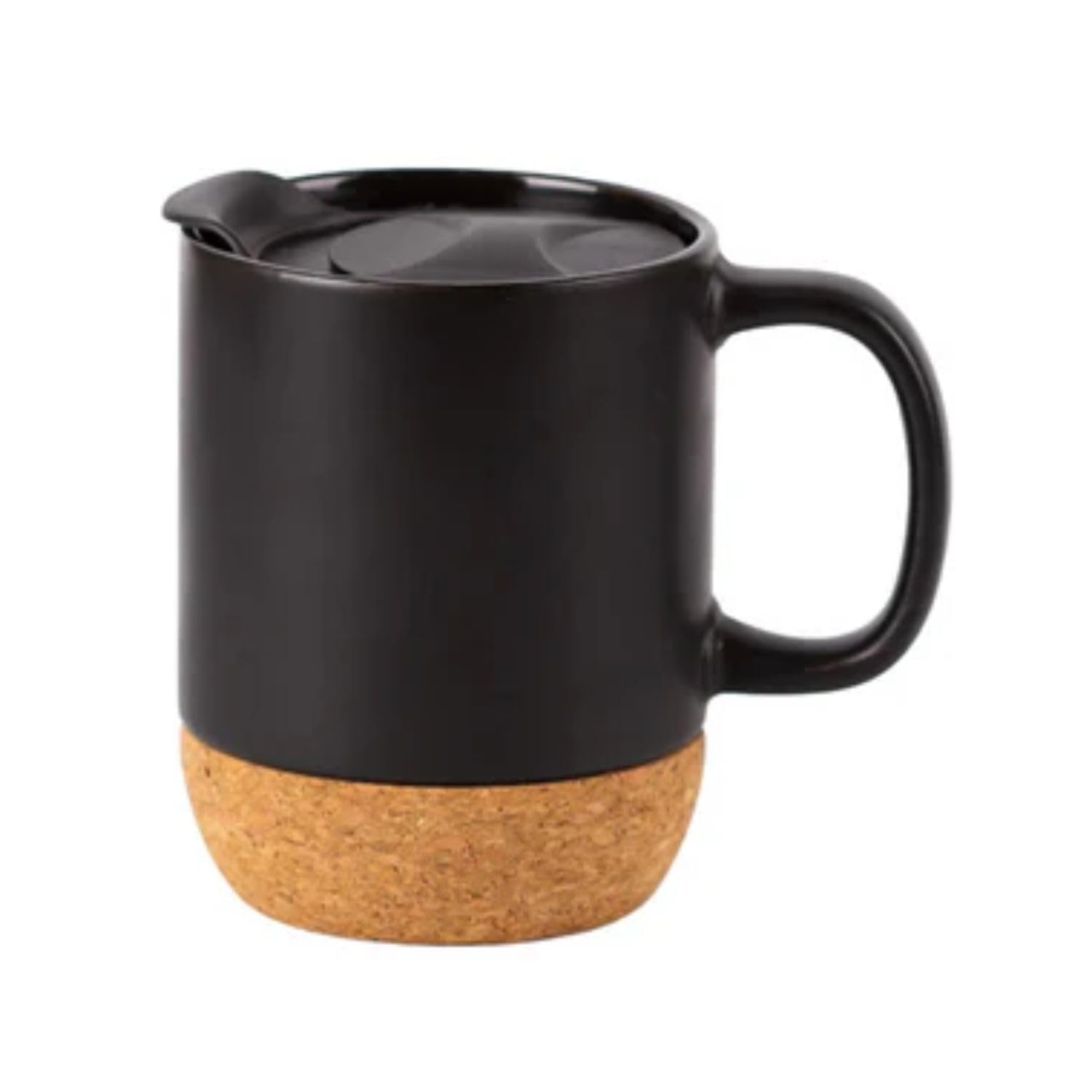 Black Ceramic Coffee Mug with Cork Base